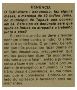 Leia a íntegra da entrevista - Jornal Porantim nº 9, julho de 1979